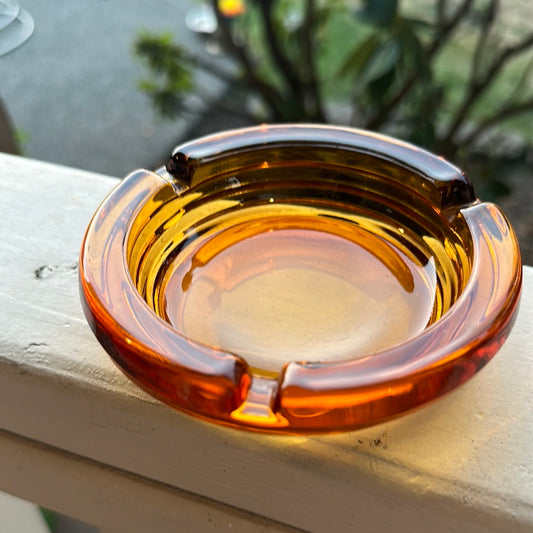 Vintage Amber Glass Ashtray