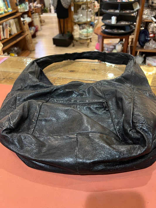 Mexican Black Leather Hobo Purse