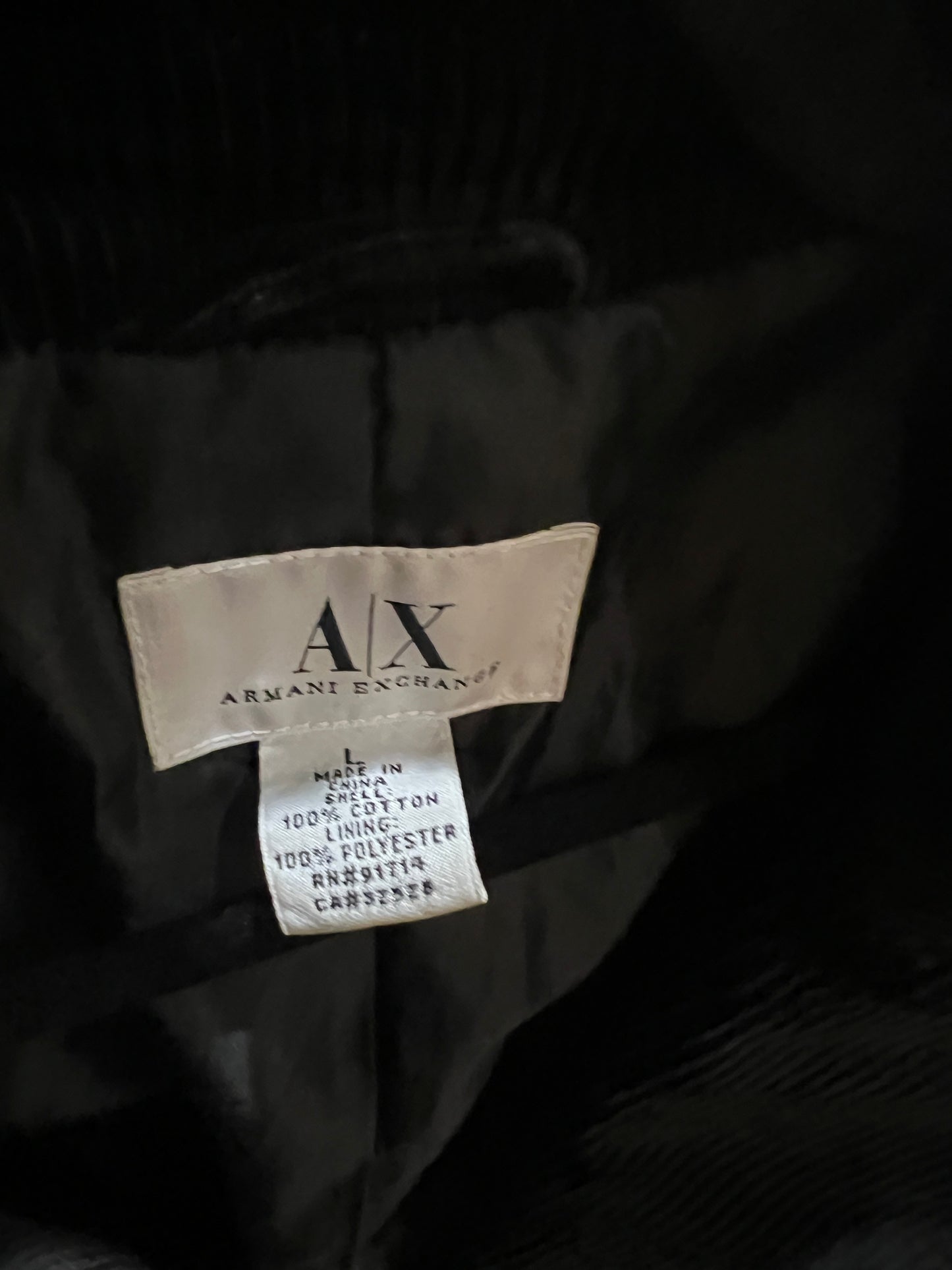 Men’s Armani Exchange Black Corduroy Jacket (L)