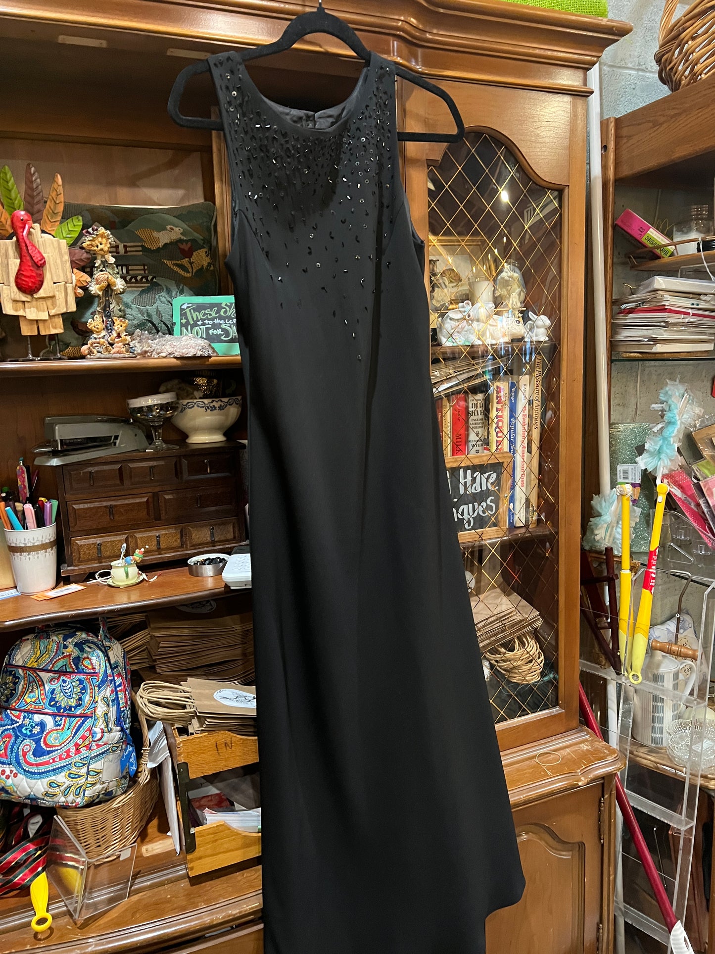 Vtg Virgo Black Beaded Dress (10)