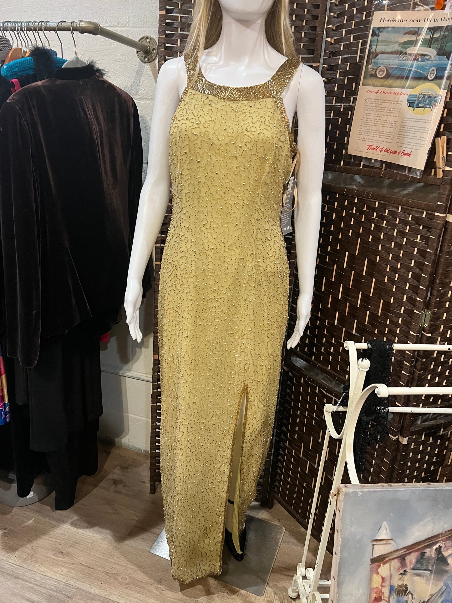 Vtg Filene Beaded Dress