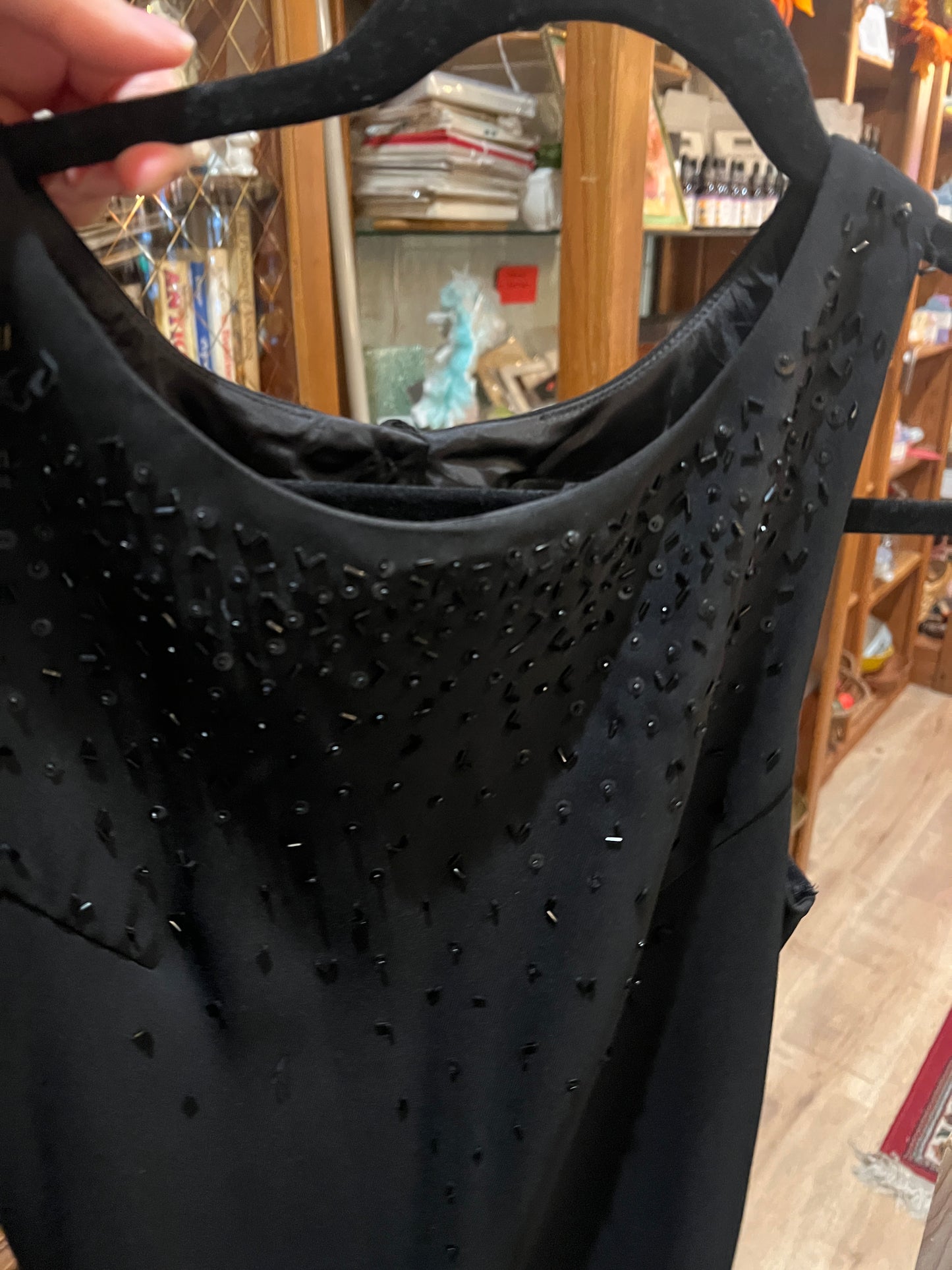 Vtg Virgo Black Beaded Dress (10)