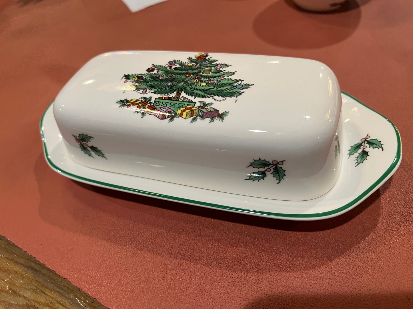 Vtg Spode Christmas Tree Butter Dish