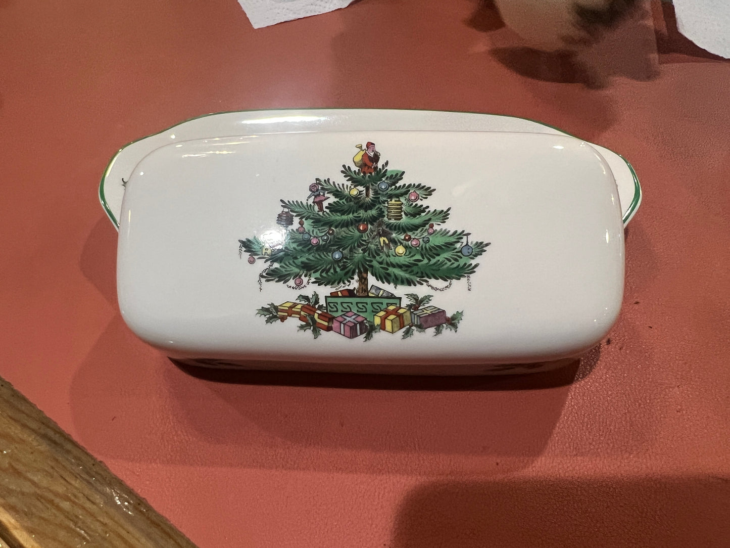 Vtg Spode Christmas Tree Butter Dish