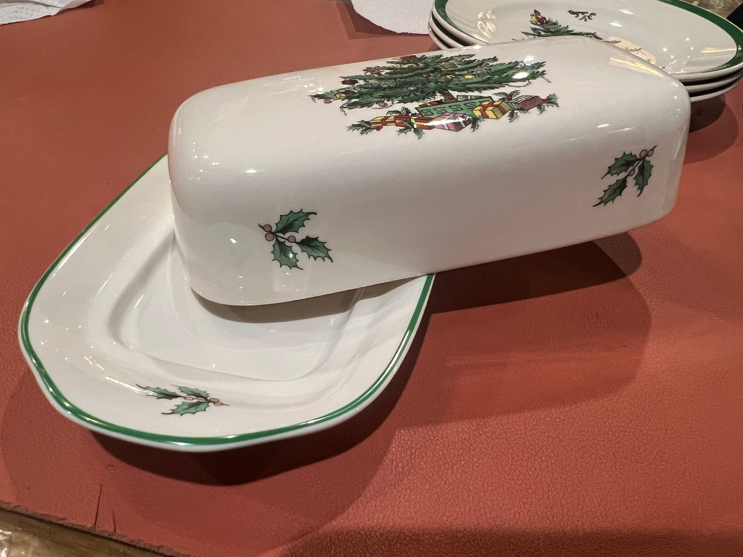 Vtg Spode Christmas Tree Butter Dish