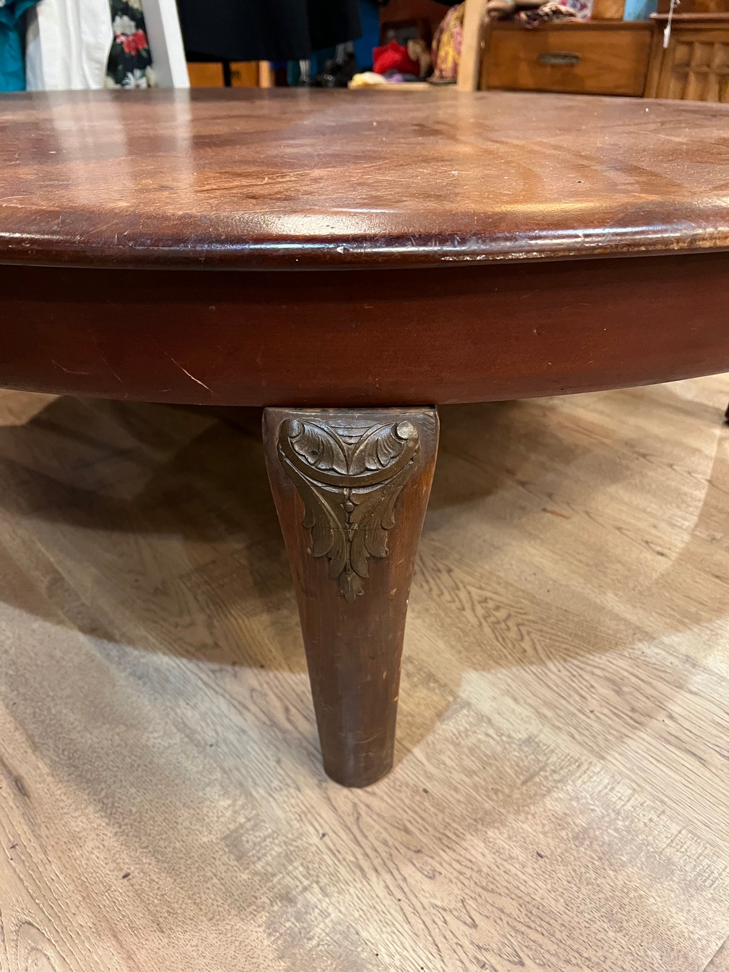 Antique Swedish Hand Carved Coffee Table