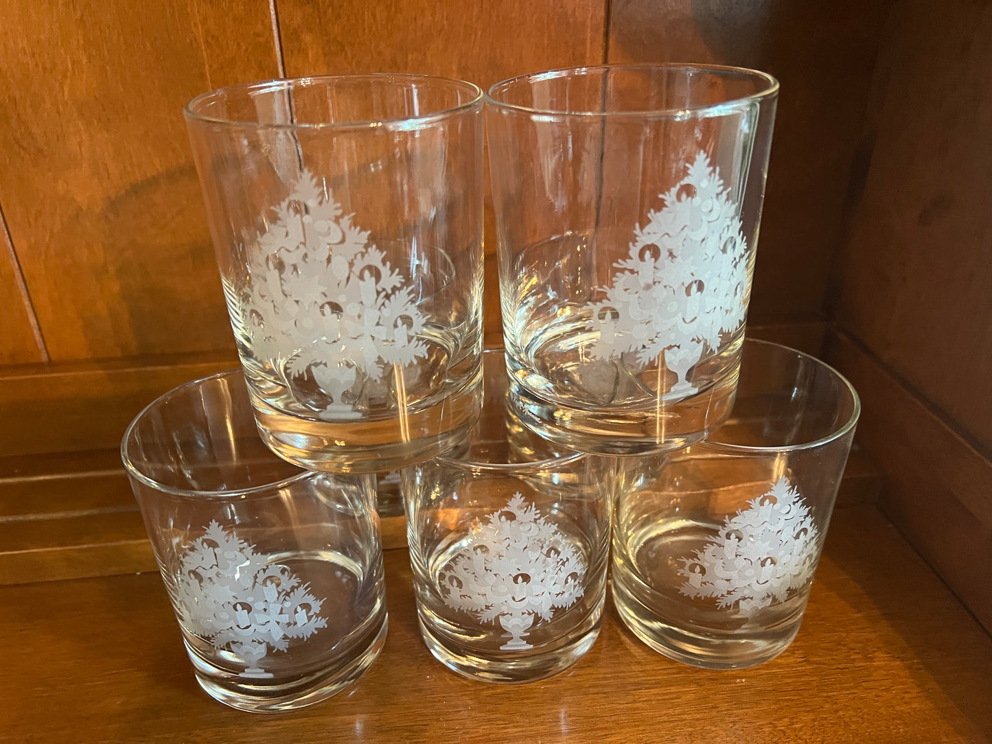 Neiman Marcus Etched Christmas Tree Tumblers (7)