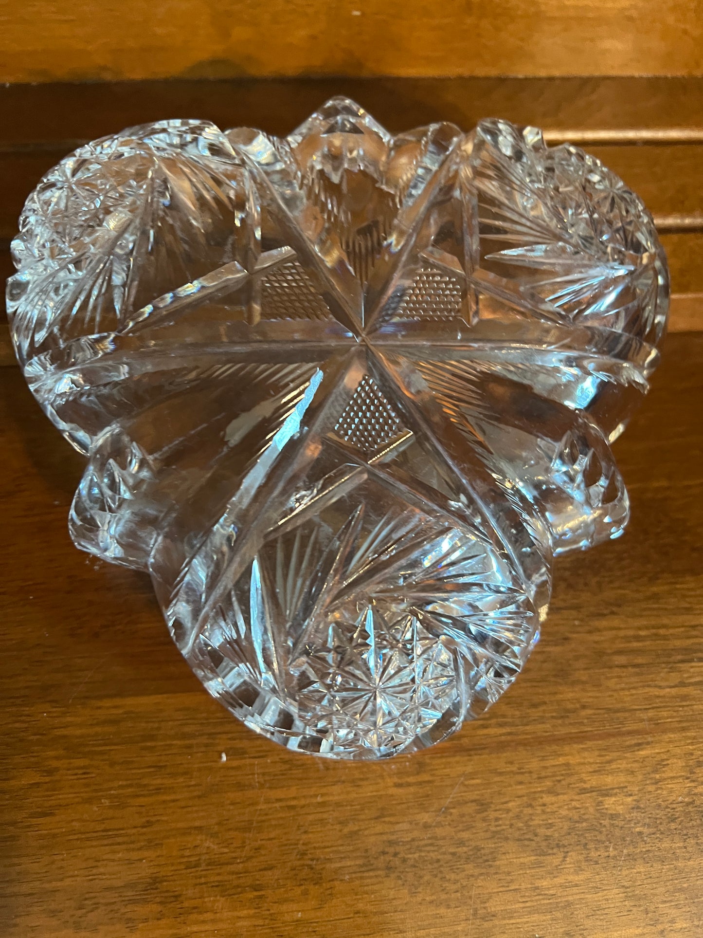 Vtg Crystal Clover Shaped Cut Bowl Brilliant Period