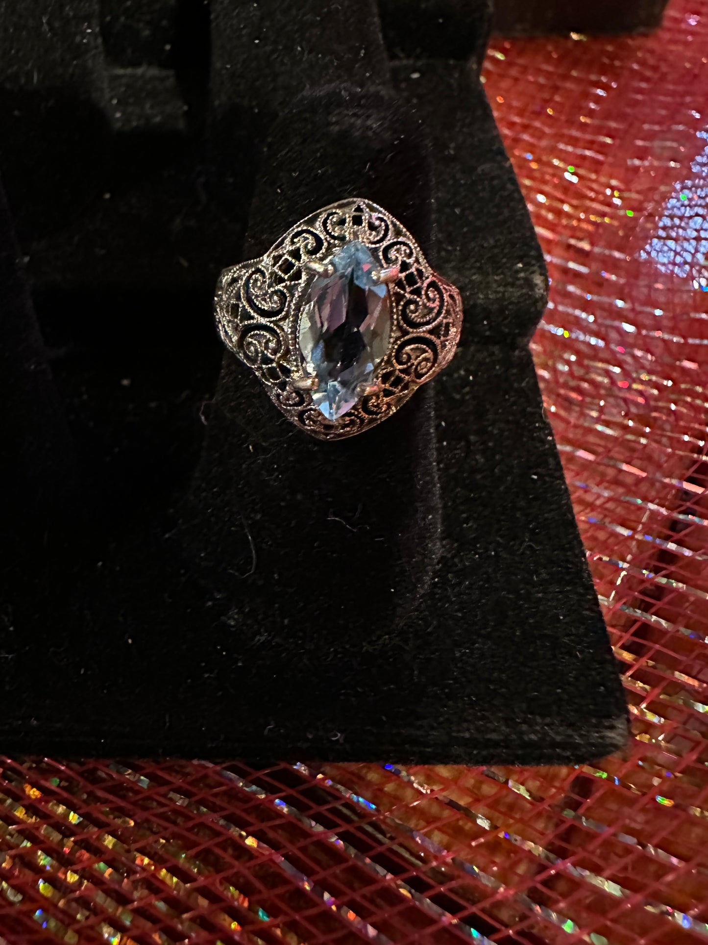 Antique Topaz & Sterling Silver 925 Cocktail Ring