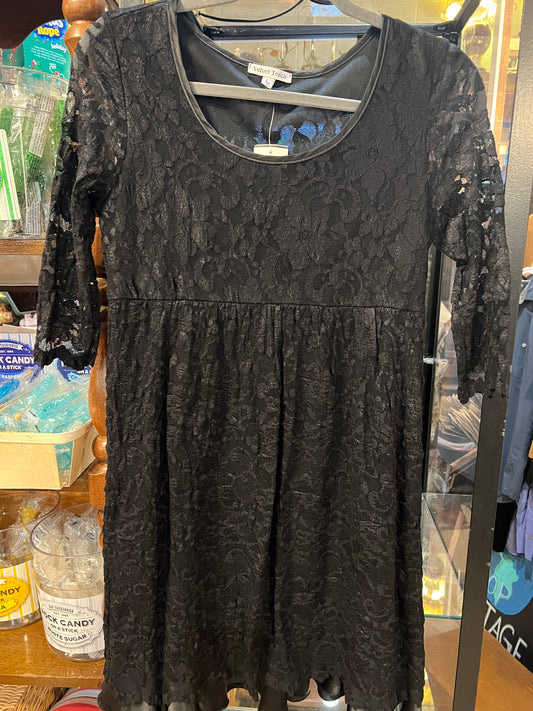 Vtg Black Lace Dress (L)