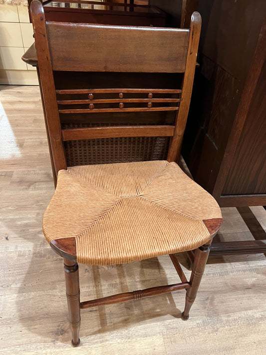 Antique Maple Chair with woven rush seat