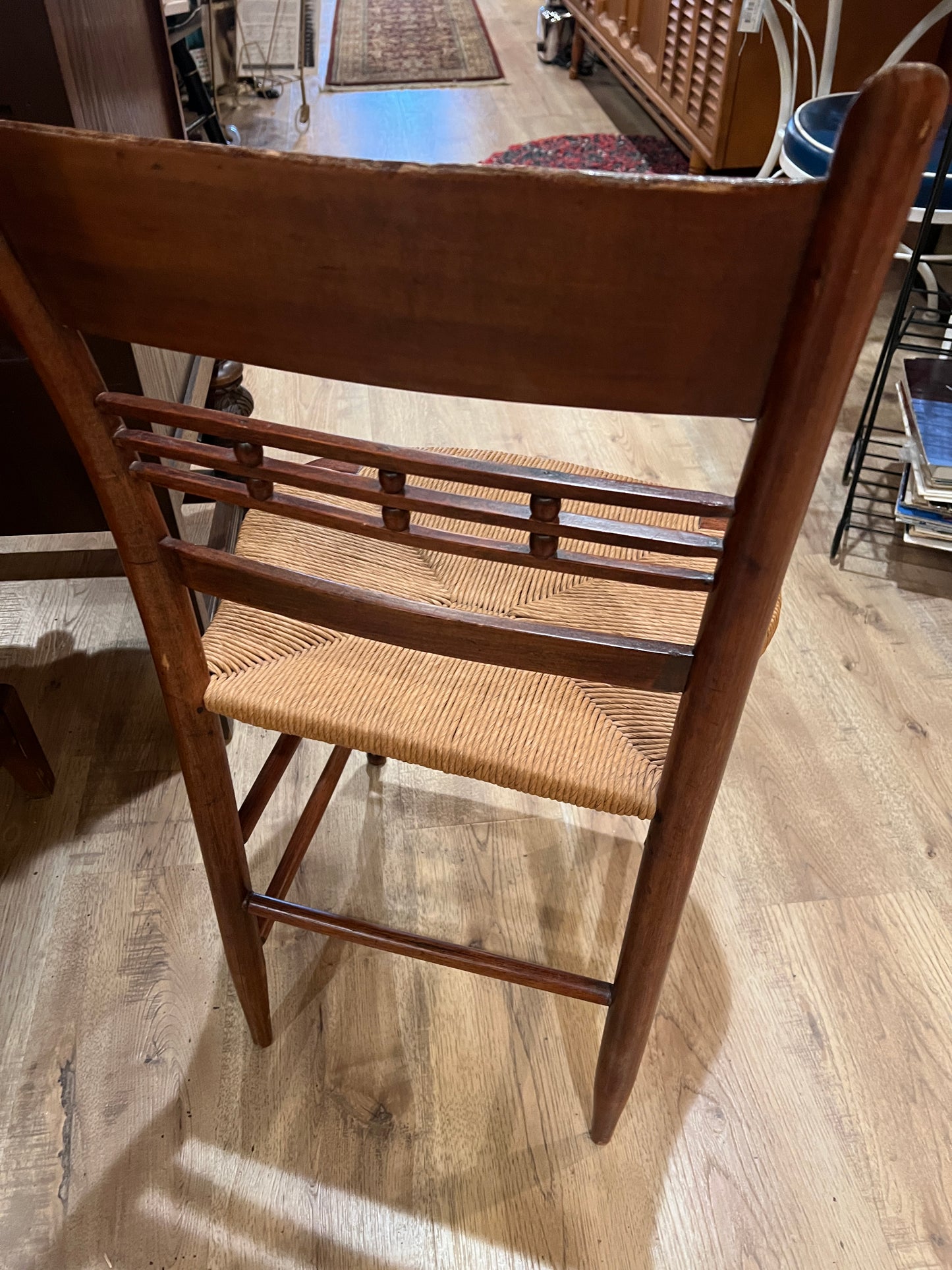 Antique Maple Chair with woven rush seat