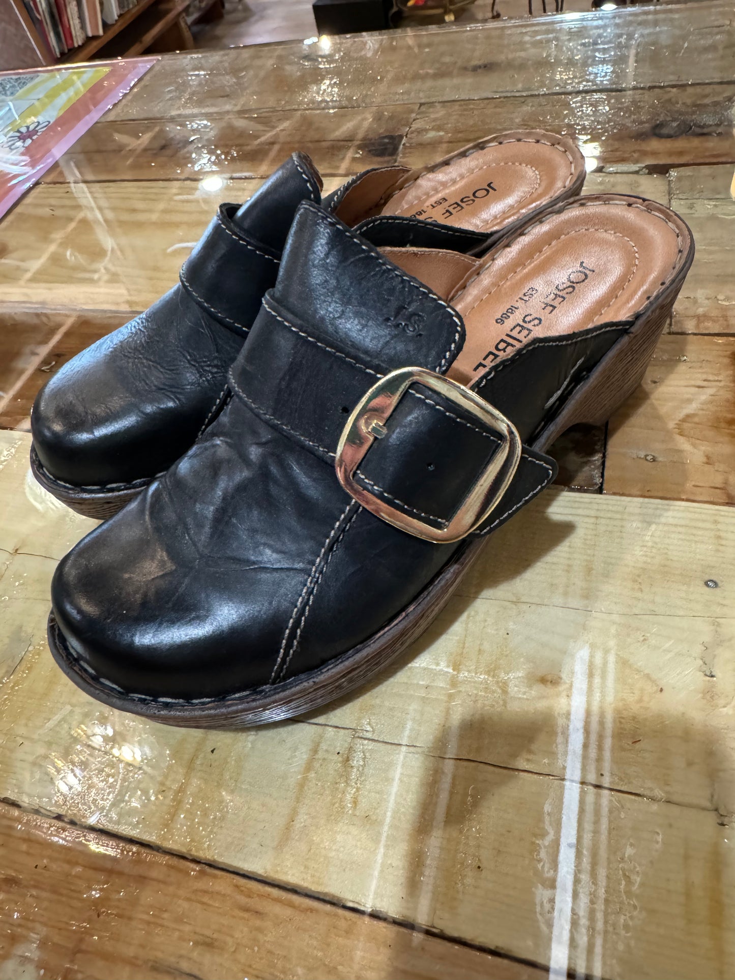 Josef Seibel Leather Clog Mules