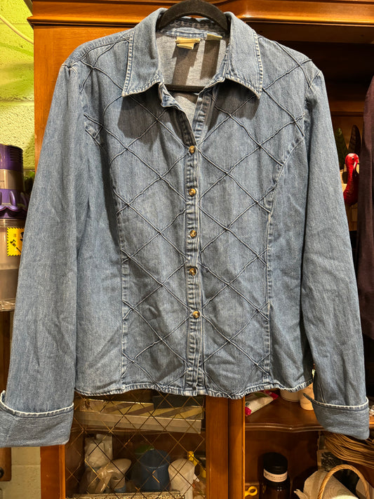 Vtg St. John’s Bay Quilt Stitch Denim Shirt