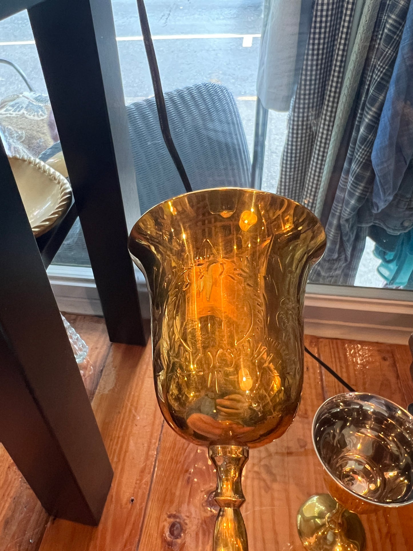 Vtg Pair Indian Made Gold Chalices