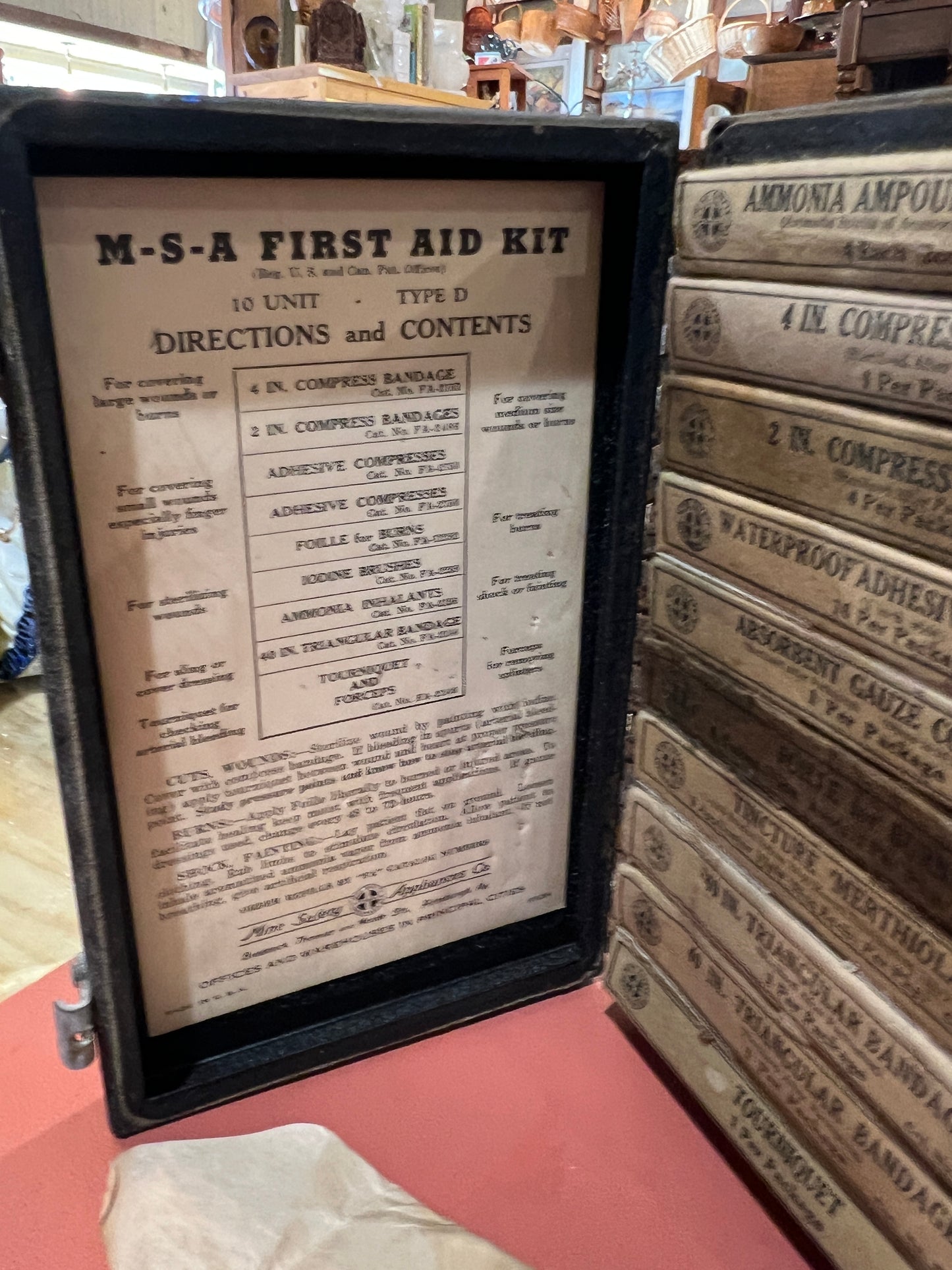 Antique MSA First Aid Kit - Original items inside