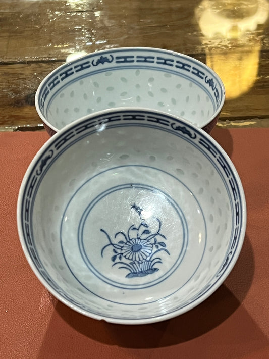 Pair of Blue Chinese Soup Bowls