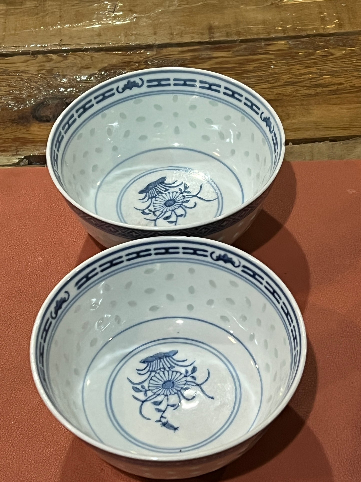 Pair of Blue Chinese Soup Bowls