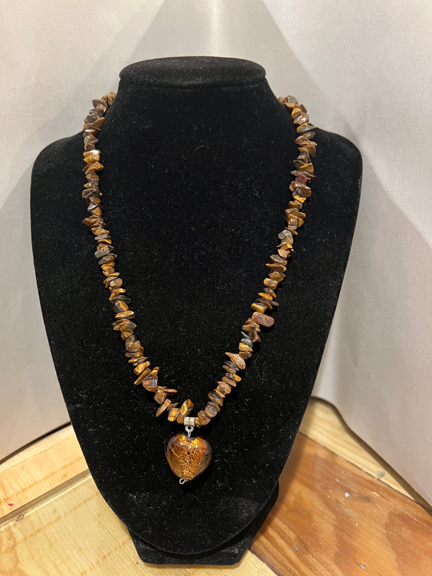 Heart Shaped Tigers Eye Necklace