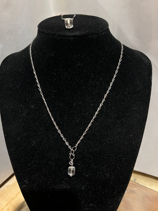 Silver Necklace & Bracelet with Clear Pendant