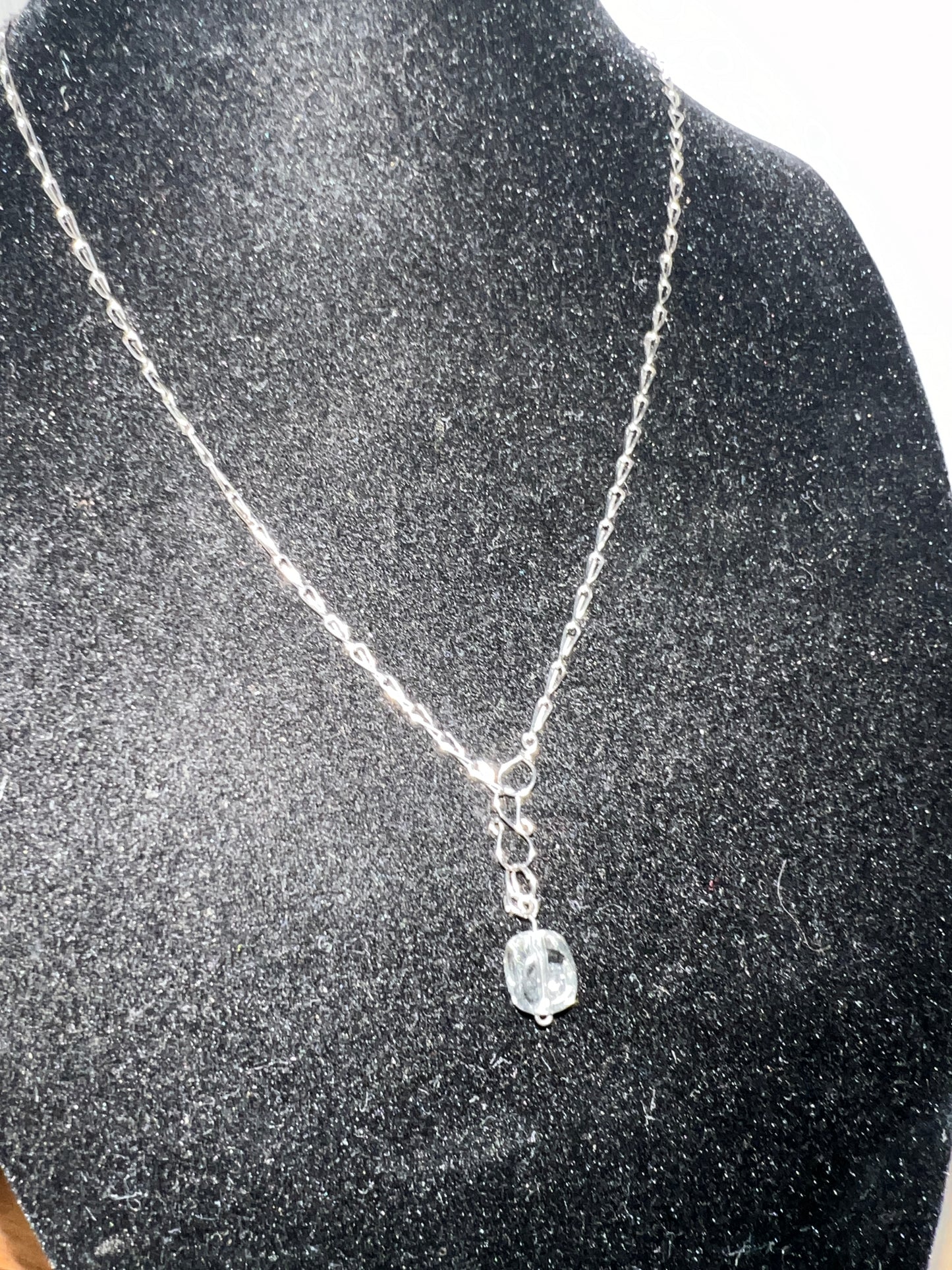 Silver Necklace & Bracelet with Clear Pendant