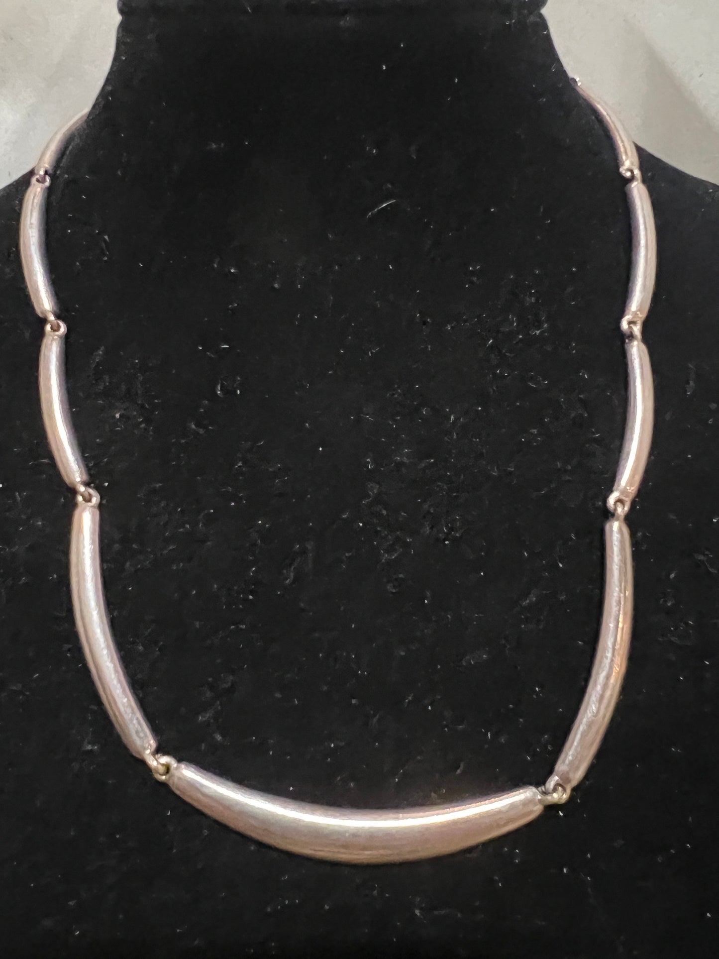 Vtg Silver Curved Necklace