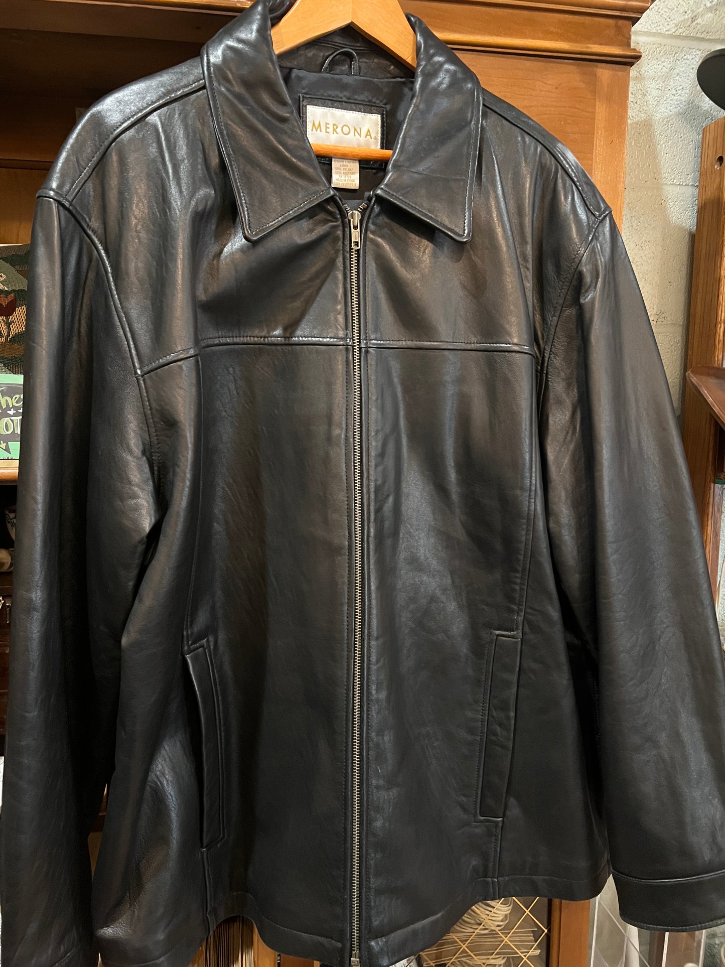 Vtg Merona Men’s Leather Jacket (XL)