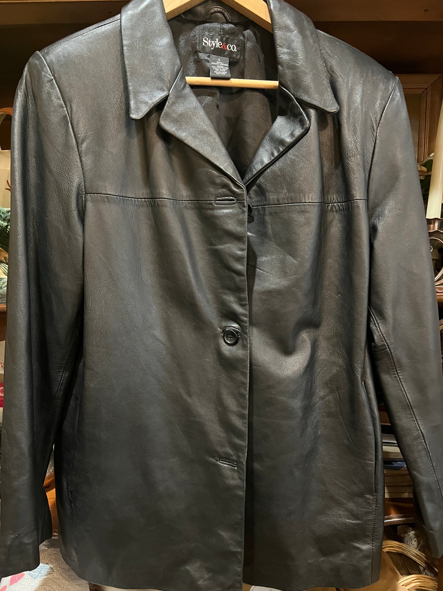 Vtg Style & Co Men’s Black Leather (L)