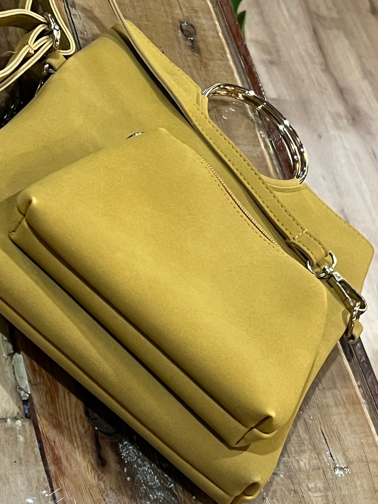 Suede Classic Mustard Purse w/wallet