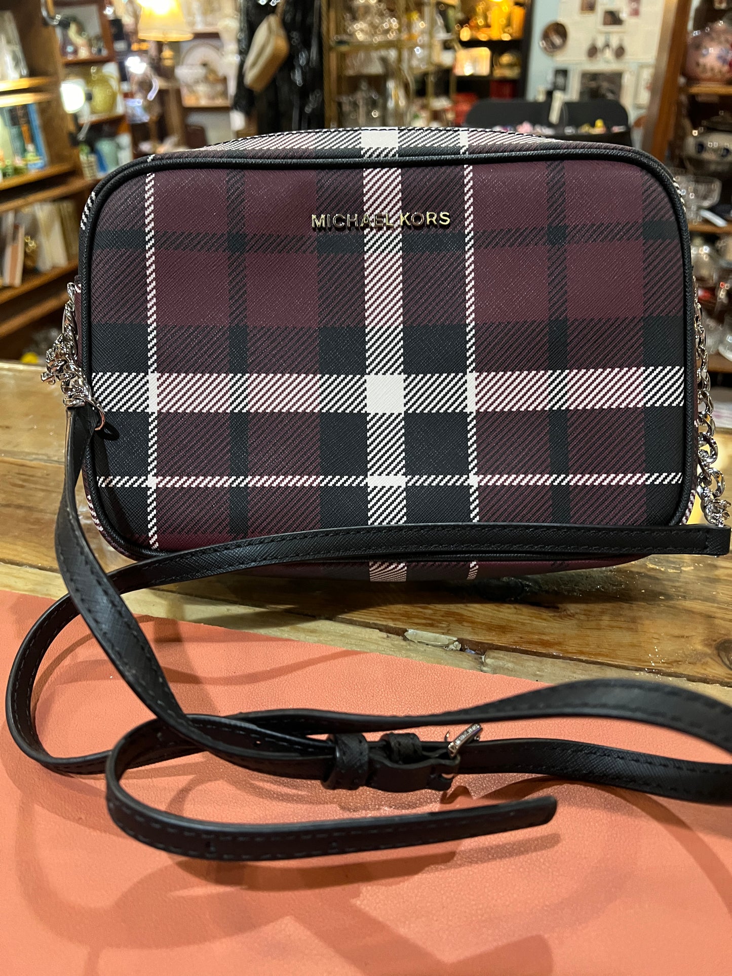 Michael Kors Purple Plaid Crossbody Bag