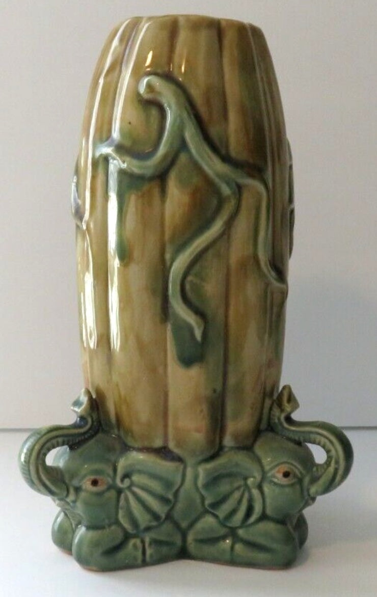 Happy Majolica Elephant Vase/Planter