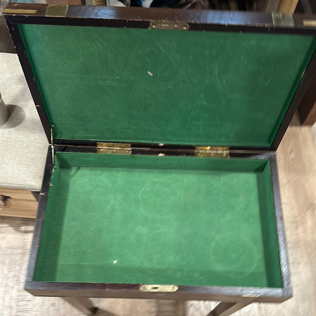 Brass Inlaid MCM Campaign Box on stand