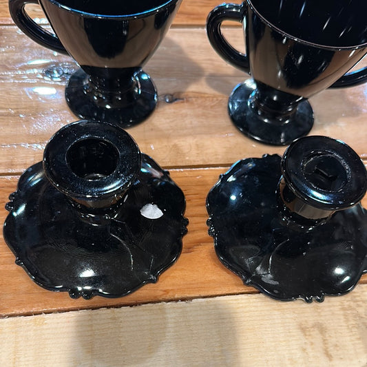 LE Smith Black Amethyst Candle Holders