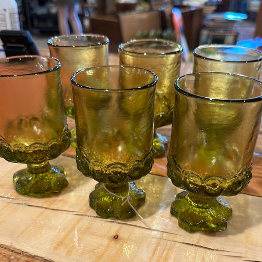 Set of 6 Tiffin Franciscan Madeira Uranium Glass Goblet