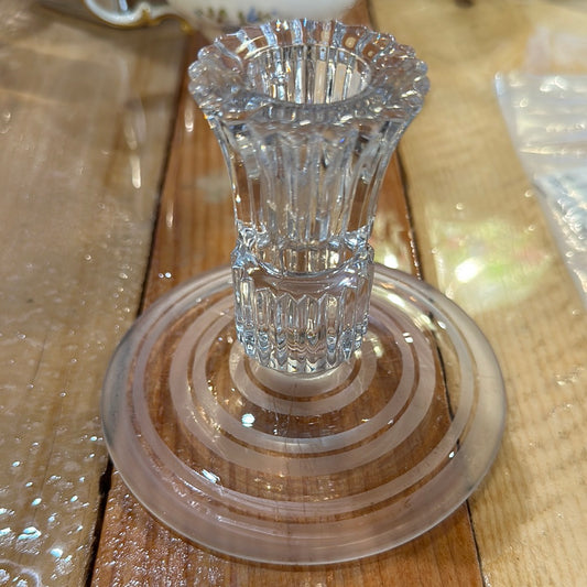 Vintage crystal and glass candlestick holder