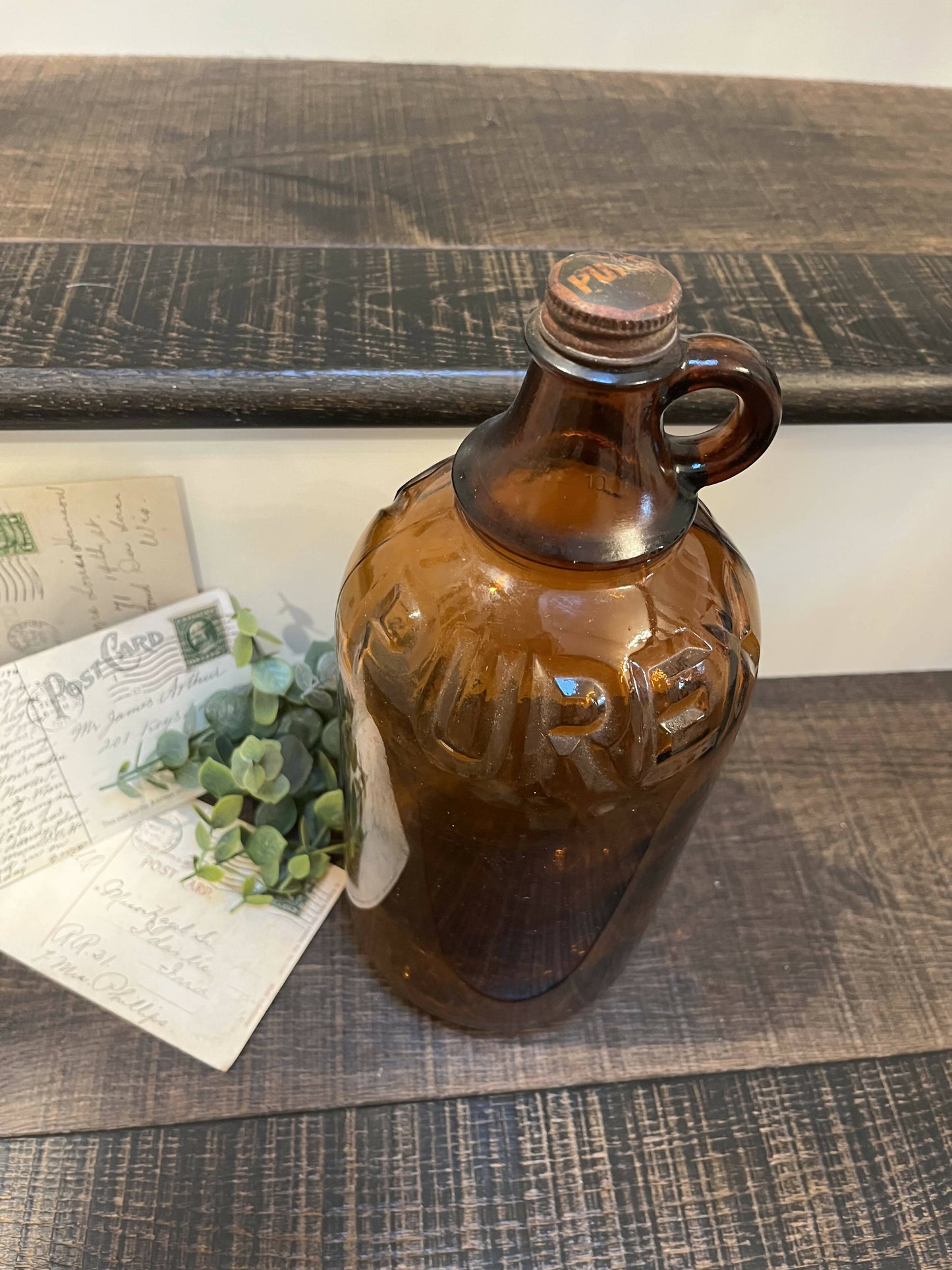 Vintage Purex Amber Glass Bottle with cap