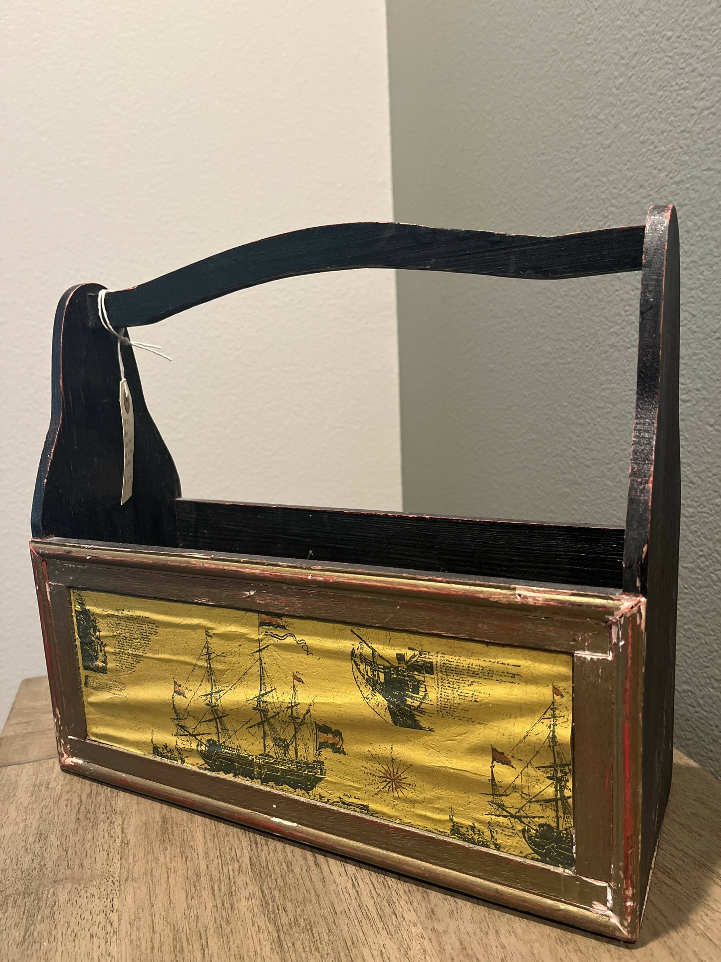 Wood Tote Box with Nautical Detail