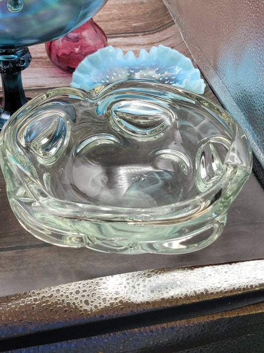 Thick clear glass bowl