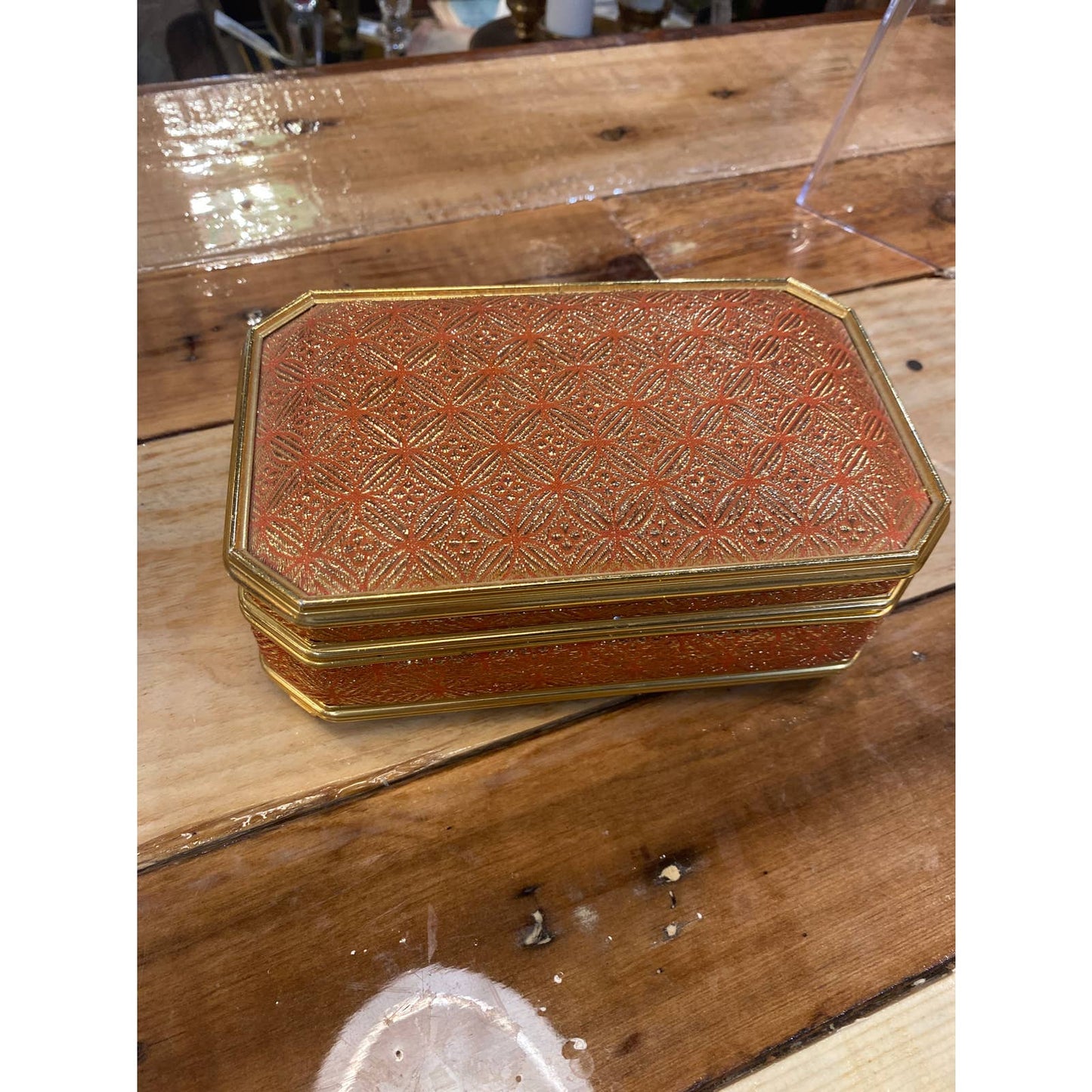 Vintage Gold and Pink Jewelry Box