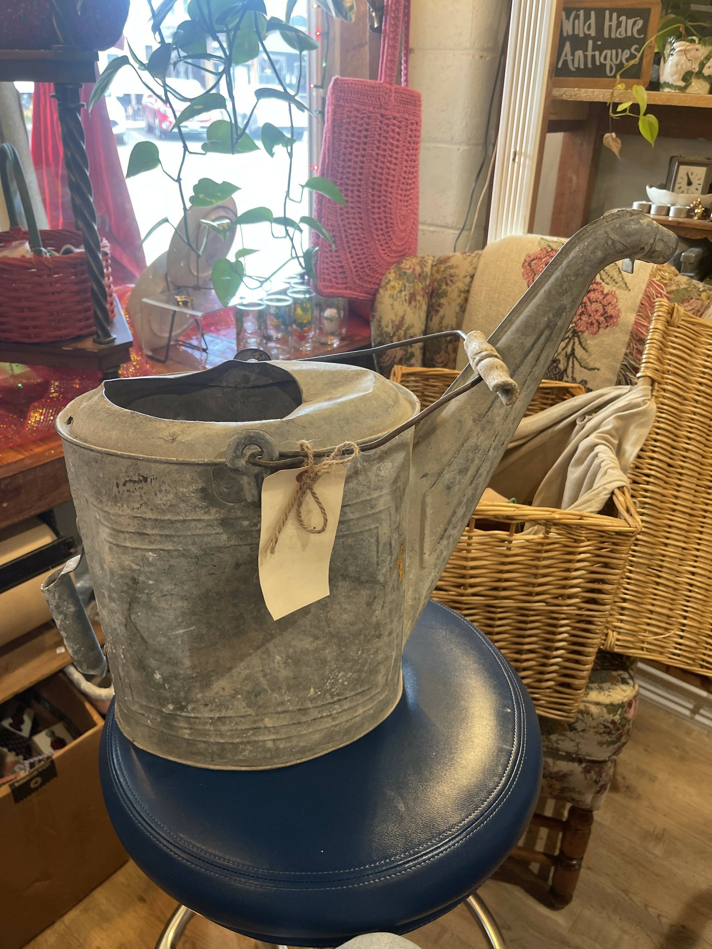 Vintage Watering Can with Wooden Handle