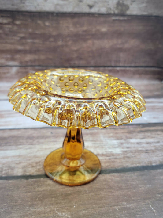 Vintage Fenton amber compote - as is