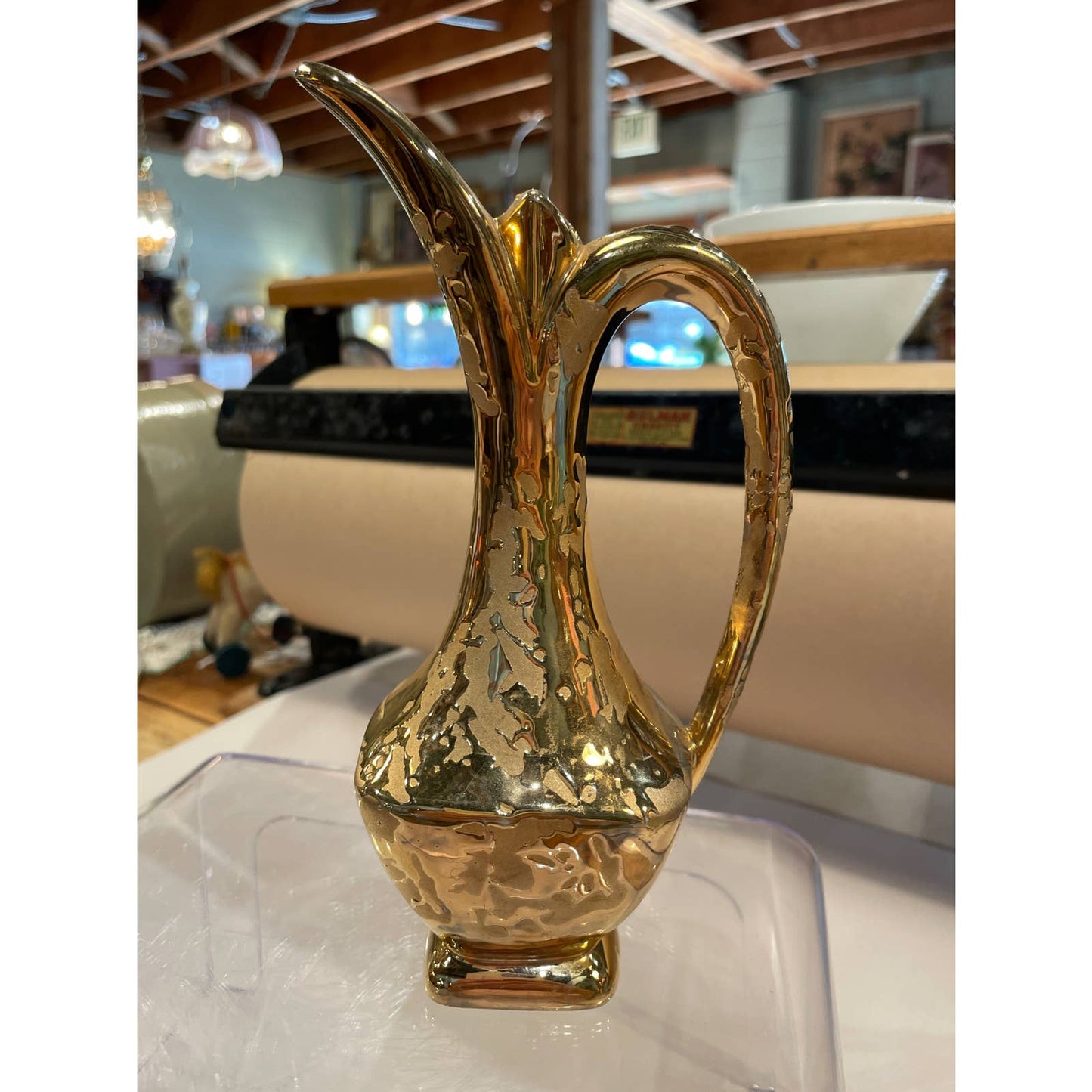 Savoy 8" Weeping Gold Ceramic Ewer Vase