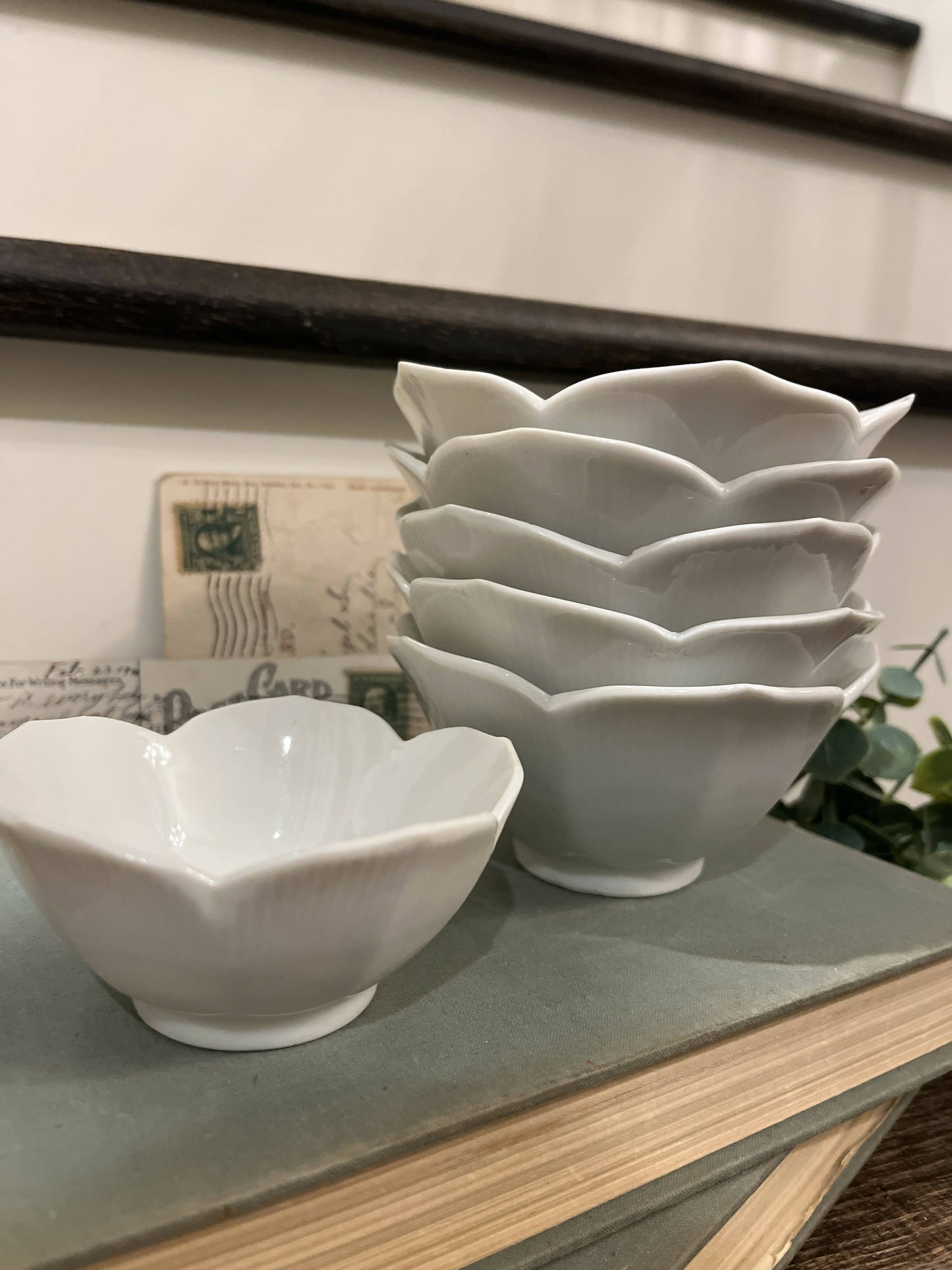 Vintage white porcelain lotus bowl
