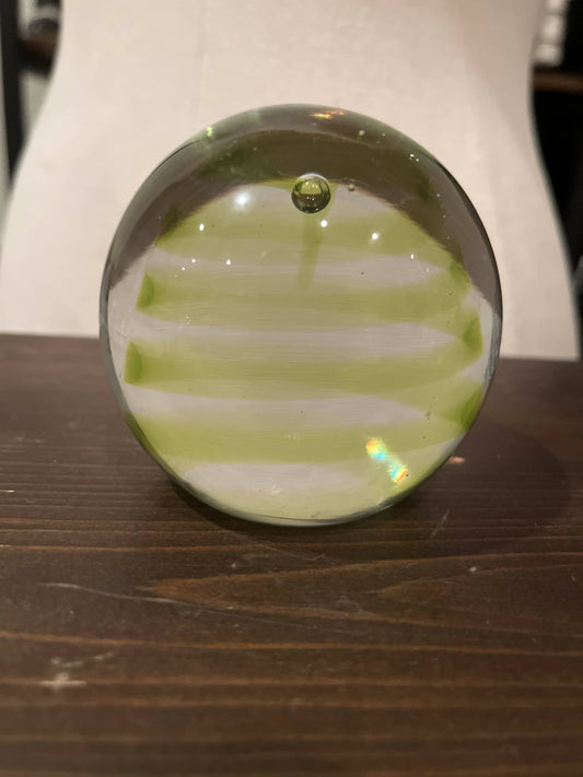Vintage glass orb paperweight/shelf decor