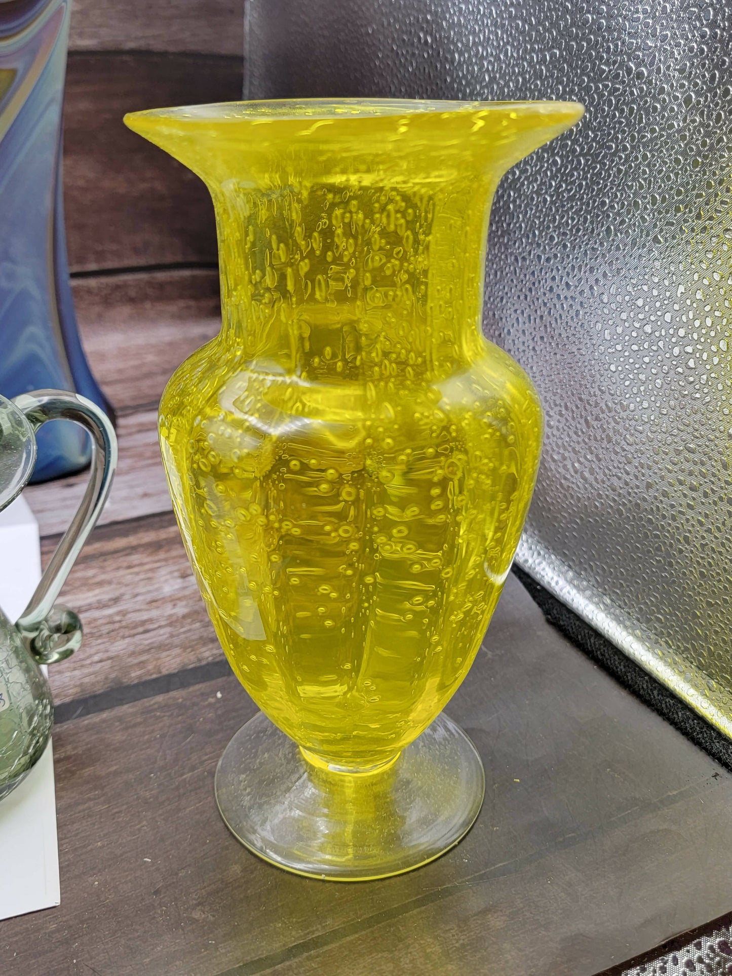 Bright yellow bubble footed vase