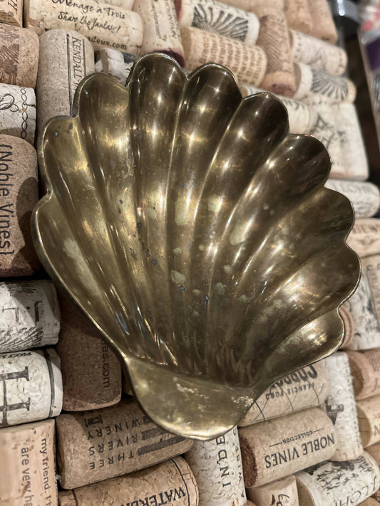 Brass shell footed dish