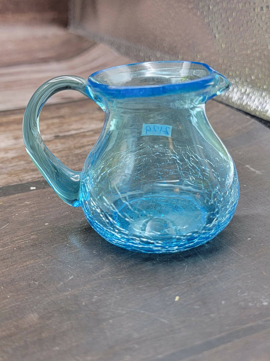 XS blue crackle glass pitcher