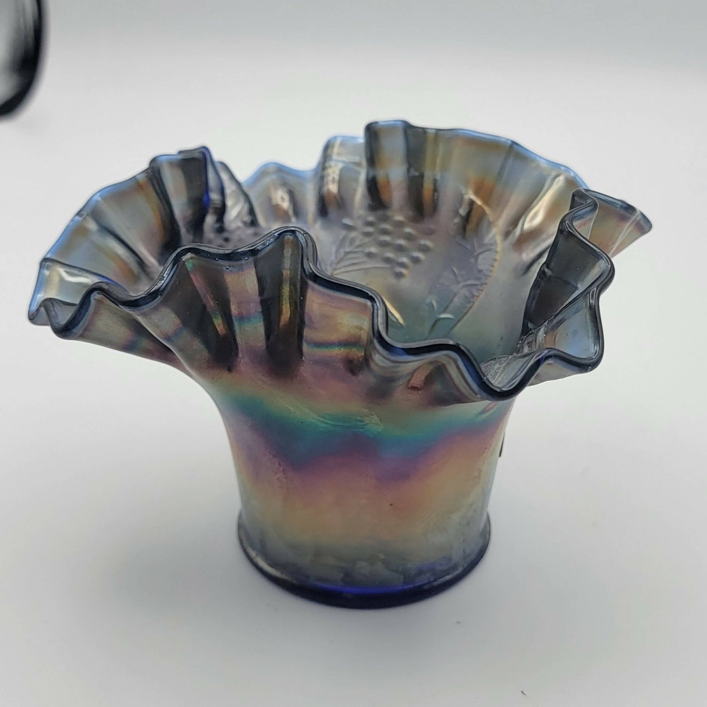 Carnival glass ruffle bowl