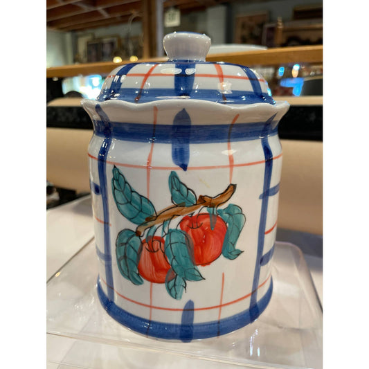 Blue Orange Plaid Apple Cookie Jar