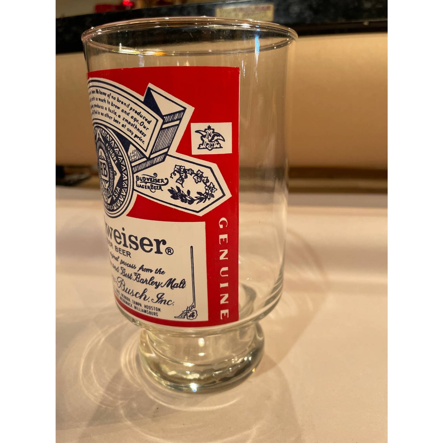 Vintage Budweiser Large Beer Glass
